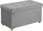 DeubaXXL DE Sitzbank Grau Samt 76x38x42cm mit Stauraum faltbar 109928