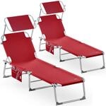DeubaXXL DE Sonnenliege Ibiza 2er-Set Rot Alu mit Sonnendach 997427