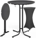 Stehtisch Grau 110x80cm + Stehtischhusse Anthrazit &Oslash;80cm