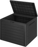 DeubaXXL DE Gartenbox Lille 190L Anthrazit in Holzoptik wetterfest abschlie&szlig;bar