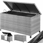Gartenbox Polyrattan Grau 117x53x60cm mit Griffen & Rollen