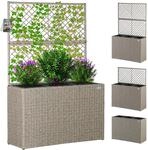 DeubaXXL DE Polyrattan Blumenkasten mit Rankgitter Creme 108067