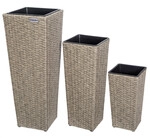 DeubaXXL DE Polyrattan Blumentopf 3er-Set Creme 106646