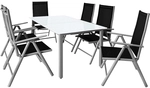 DeubaXXL DE Garten-Sitzgruppe Bern 7-tlg Silber Alu Milchglas 993526