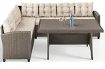 Polyrattan Ecklounge Creme/Beige inkl Kissen