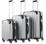 Hartschalenkoffer Set 3-tlg Rollen 360o Silber ABS