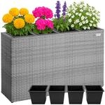 DeubaXXL DE Polyrattan Blumentopf Grau 95x27x60cm 108643
