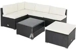 Polyrattan Ecklounge Schwarz/Creme dicke R&uuml;ckenpolster