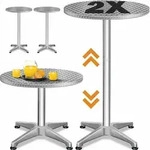 Stehtisch 2er-Set Silber Alu &Oslash;60cm h&ouml;henverstellbar