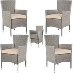 Polyrattan Gartenstuhl 4er-Set Creme/Beige stapelbar