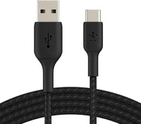 Belkin CAB002bt3MBK, Belkin BoostCharge Braided USB-C-zu-USB-Kabel - 3 Meter -