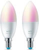 2er Pack WIZ E14 Smarte LED Kerzenlampe RGBW 4,9W wie 40W WLAN/Wi-Fi Tunable...
