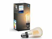 Philips Hue White E27 Filament Lampe Edison 7.2W dimmbar 2100K warmweißes...