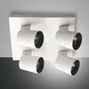 Modo 4-flammiger schwenkbarer Deckenstrahler in Weiß mit Zierringen in weiß von