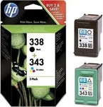 HP SD449EE | 338 + 343 Tinte BK/C/M/Y | 2 St&uuml;ck 11 & 7 Ml Original