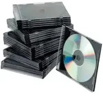 Q-Connect CD-Boxen Standard - Slim Line f&uuml;r 1 CD/DVD, transparent/schwarz, Packung