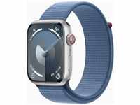 Apple 8675502, Apple Watch Series 9 4G 45mm Silber (Blaues Nylon Armband)