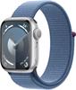 Apple 8675457, Apple Watch Series 9 41mm Silber (Blaues Nylon Armband)