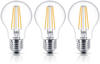 Philips LED classic Lampe, 7W=60W, E27, Warmweiß, klar, 2700 K, 806lm, 3er Set