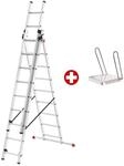 Hailo HobbyStep 3-in-1-Alu-Kombileiter + gratis Einh&auml;ngetritt, flexible