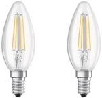 Osram LED-Kerzenlampe Base Classic B40 E14 klar 470lm 4W 2700K Warmwei&szlig; 2er...