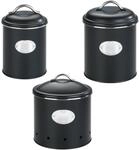 WENKO Aufbewahrungsdose Nero Set, 3-teilig, Vorratsdosen aus lackiertem Metall,