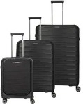 Travelite MOOBY Kofferset mit 4 Rollen Gr. L/M/S mit Vortasche - Schwarz...