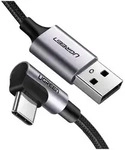 Angled USB-C To USB-A Data Cable Black 1M