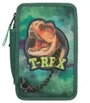 Dino World - T-rex - Triple Pencil Case - Green with Chain