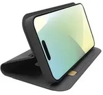 Book-style case with stand support and soft touch surface for iPhone 16