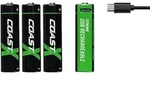 Battery 1.5V AA Li-Ion rechargeable 2400 mAh USB-C cable pack of 4.