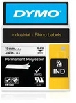 Rhino Industrie Permanente Polyesteretiketten | 19 mm x 5,5 m | Schwarz auf Wei&szlig;