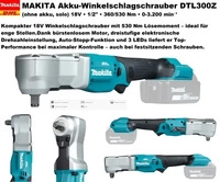 Makita DTL300Z, Makita DTL300Z Cordless Right Angle Impact Wrench 18V