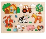Wooden Stud Puzzle Farm Retro 9pcs. Holz