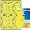 Neon labels A4 Ø 60 mm round luminous yellow permanent adhesion