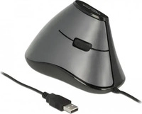 DeLOCK 12527, DeLOCK - vertical mouse - USB - grey black - Vertical mouse (Schwarz)