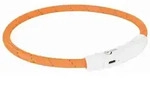 Flash Light Ring USB Illuminated Dog Safety Collar Orange Size XS-S 7mm 35cm