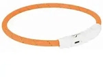 Flash Light Ring USB Illuminated Dog Safety Collar Orange Size M-L 7mm 45cm
