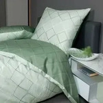 Janine Mako-Satin Bettw&auml;sche J.D. 87053-06 155x200 cm + 80x80 cm - gr&uuml;n