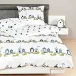 Janine Mako-Satin Bettw&auml;sche Palermo 31055-02 135x200 cm + 80x80 cm - wei&szlig;;blau
