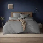 Estella Mako-Satin Uni Bettw&auml;sche Valetta 155x220 cm + 80x80 cm | platin - grau
