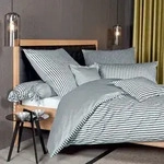 Janine Streifen-Bettw&auml;sche modern classic anthrazit 155x220 cm + 80x80 cm -