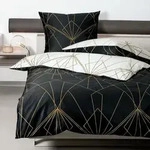 Janine Mako-Satin Bettw&auml;sche J.D. 87054 bronzebraun schwarz 155x220 cm + 80x80 cm -