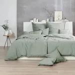 Enrico Coss Bettw&auml;sche Stonewashed 135x200 cm + 80x80 cm | olive - gr&uuml;n