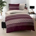 Kaeppel Biber Bettw&auml;sche Valencia bordeaux 135x200 cm + 80x80 cm - lila;beige