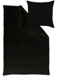 Curt Bauer Uni Mako-Satin Bettw&auml;sche 135x200 cm + 80x80 cm | schwarz - schwarz