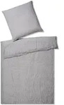 elegante Halbleinen Bettw&auml;sche Breezee hellgrau 155x220 cm + 80x80 cm - grau