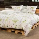 Estella Mako-Satin Wendebettw&auml;sche Meadow gr&uuml;n 155x220 cm + 80x80 cm - gr&uuml;n;wei&szlig;