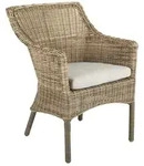 Gartenstuhl Lenora mit Kissen aus Kunst-Rattan, klassisch, natur sand, gepolstert,