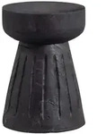 Hocker Borre aus Paulowniaholz, skandinavischer Stil, schwarz lackiert, rund,...
